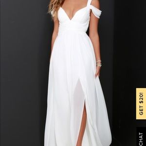 Lulu’s OCEAN OF ELEGANCE IVORY MAXI DRESS NWOT !